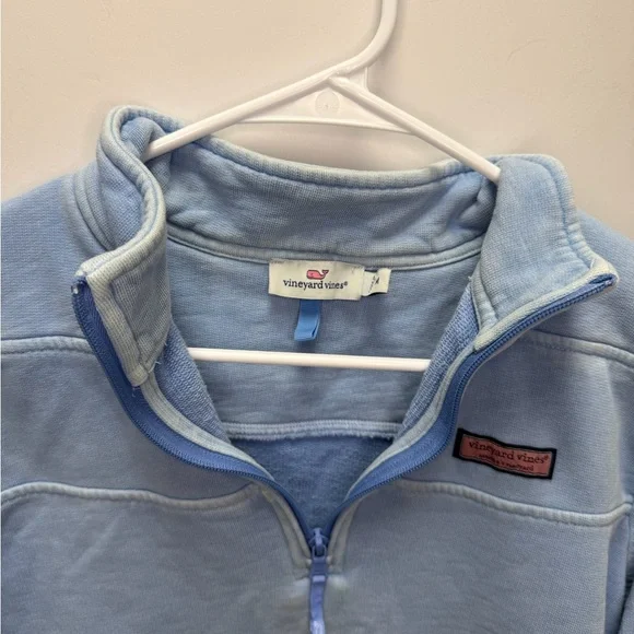 EUC Vineyard Vines Heather Blue 1/4 Zip Long Sleeve Pullover Size M 100% Cotton - Picture 3 of 7